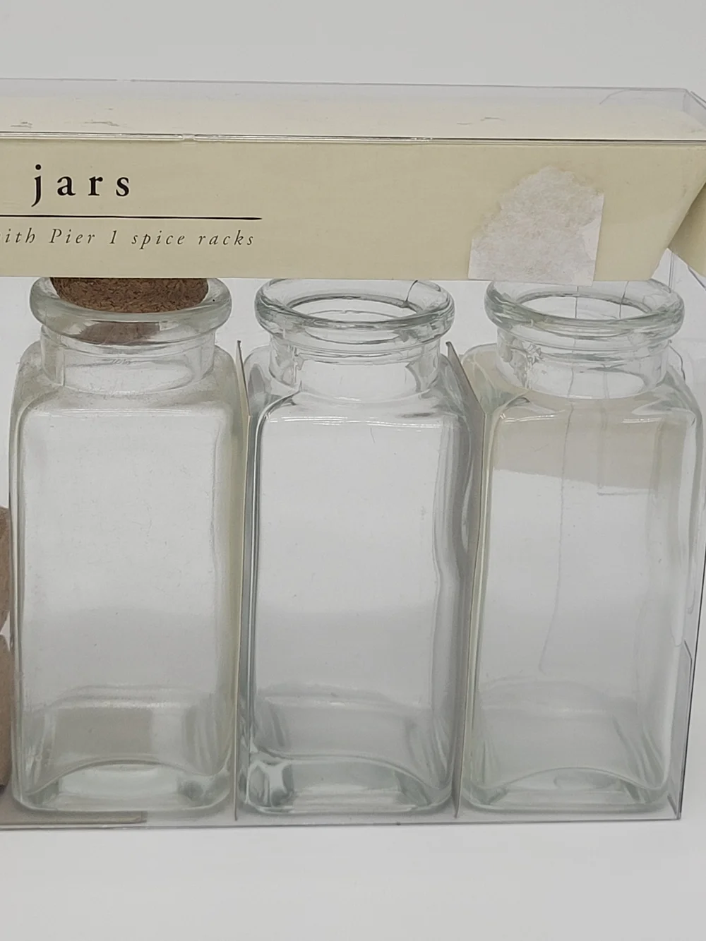 Pier 1 Clear Glass Spice Jars Cork Stoppers Set Of 5 Storage Organization